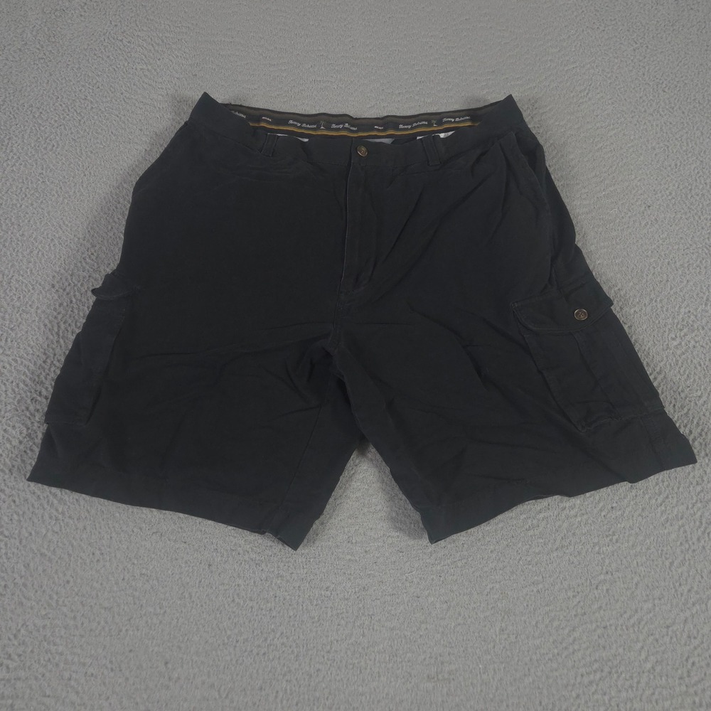 Tommy Bahama Shorts Mens 38 Black Relax Flat Front Silk Cargo Luxury Resortwear
